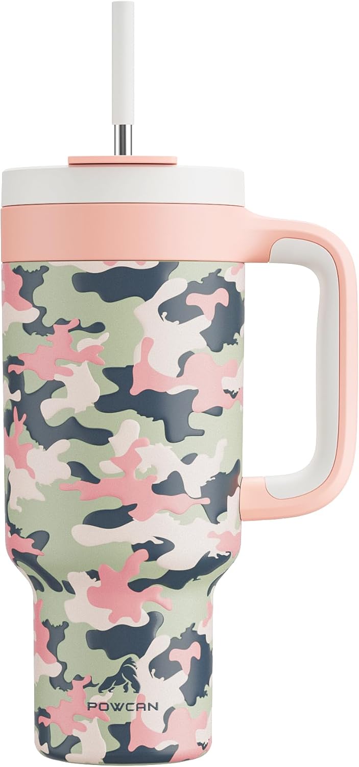 40 oz Camo Tumbler with Handle, 2-in-1 Straw and Sip Lid, Leakproof, Dishwasher...