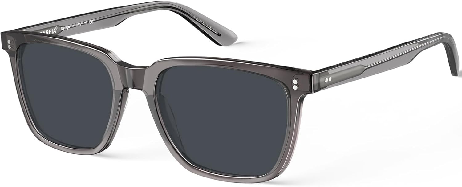 CARFIA Acetate Polarized Sunglasses for Men UV400 Protection Classic Retro Squar...