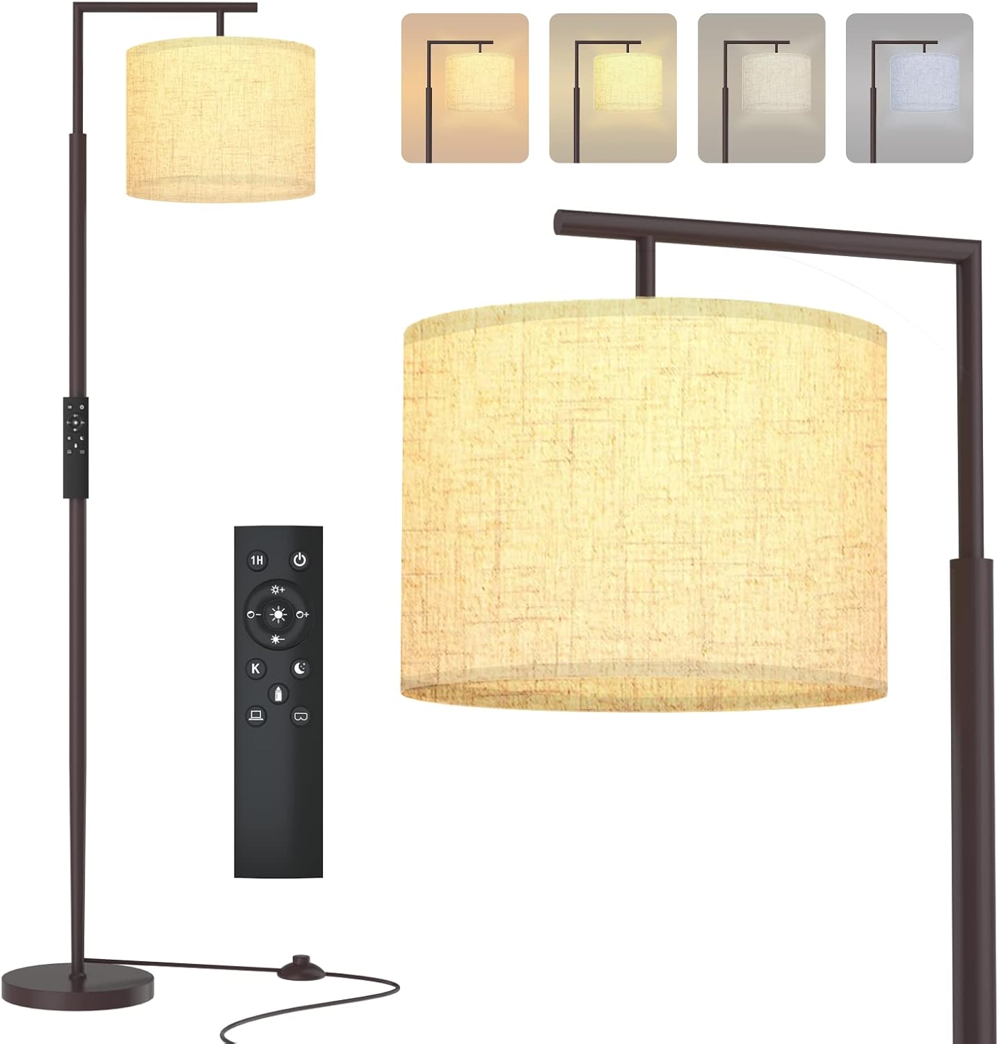 PESRAE Floor Lamp for Living Room, LED Floor Lamp with Remote Control, 4 Color T...