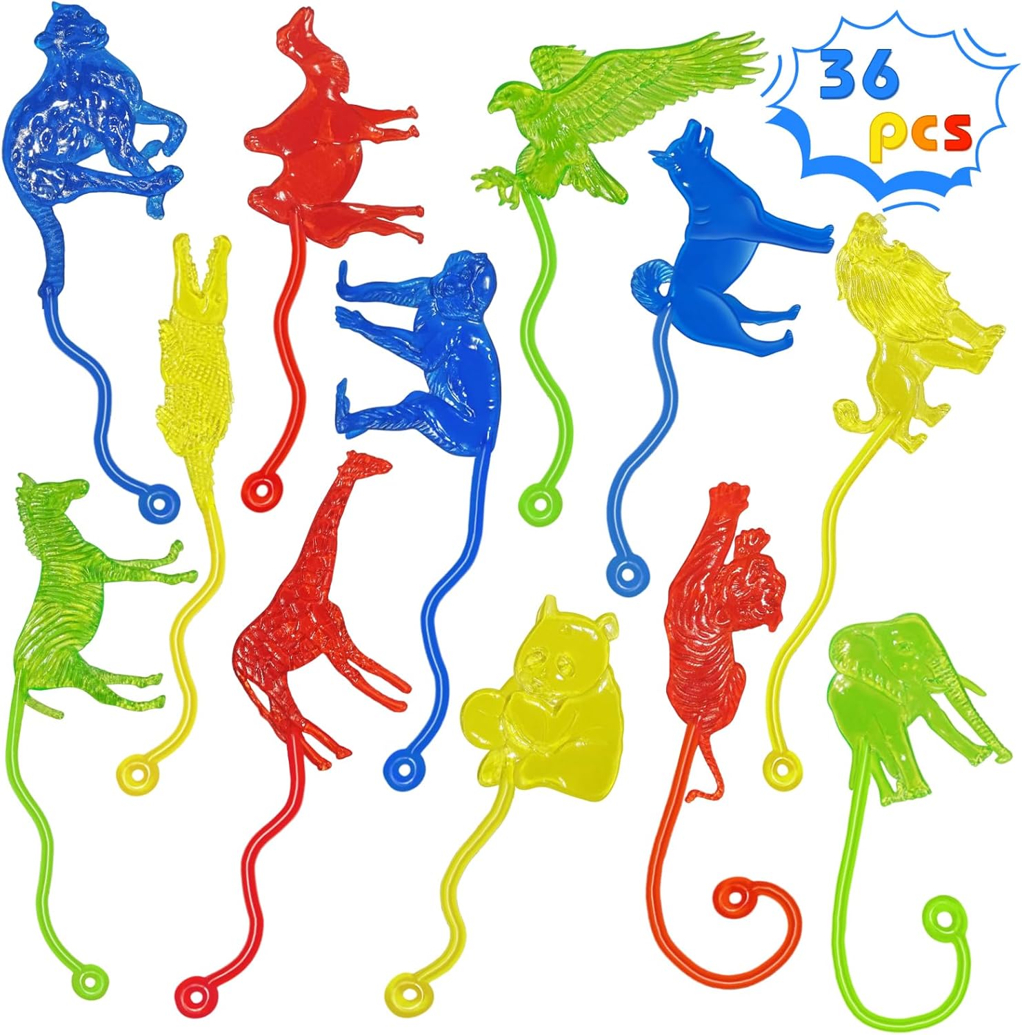 36PCS Sticky Hands Bulk Forest Animal Party Favors for Kids Stretchy Sticky Hand...
