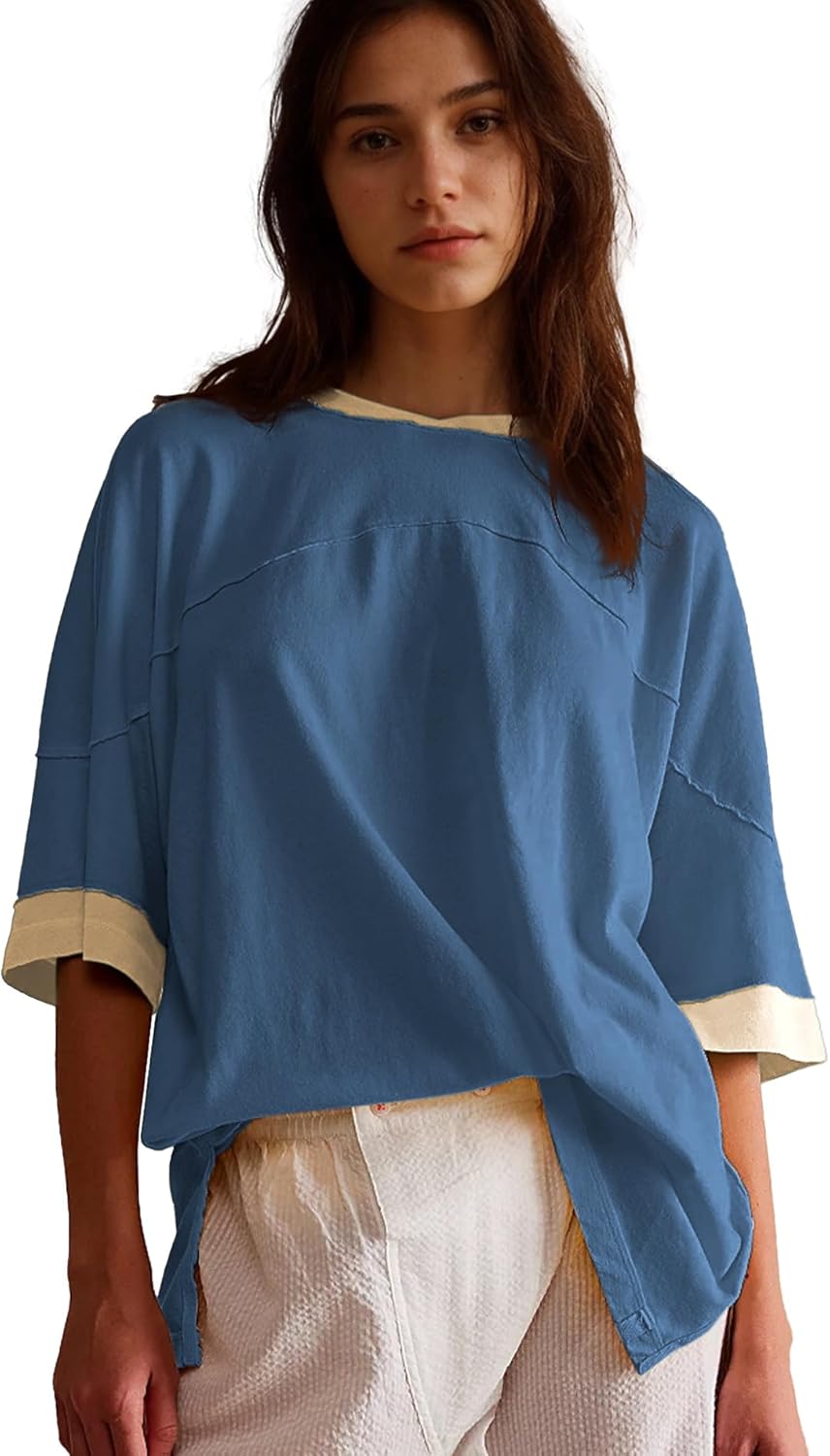 Songling Womens 3/4 Length Sleeve Casual Loose Fit Summer Tee Shirt Basics Cotto...