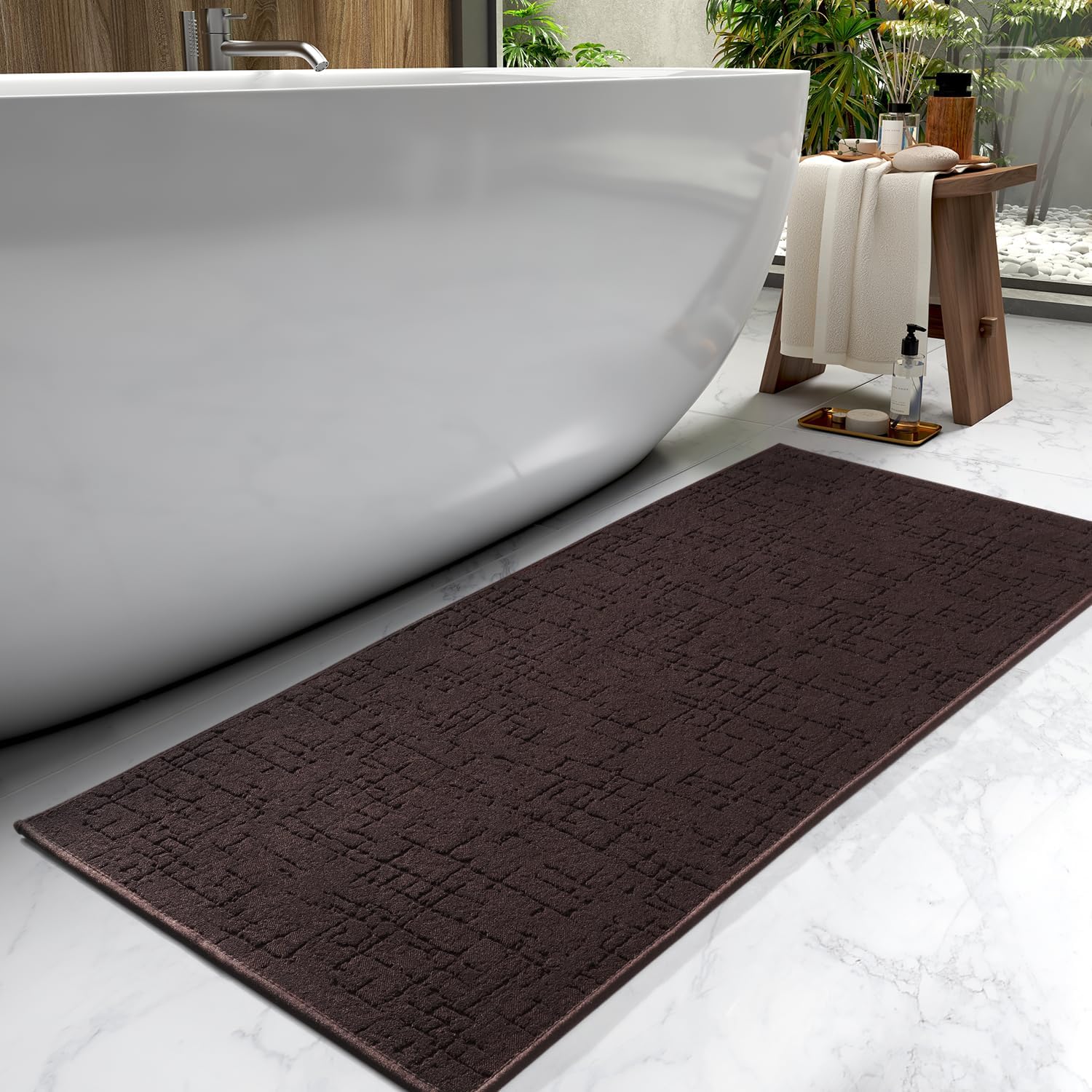 AMOAMI-Bath Mat-Super Absorbent Quick Dry Bathroom Floor Mats-Rubber Backing Was...
