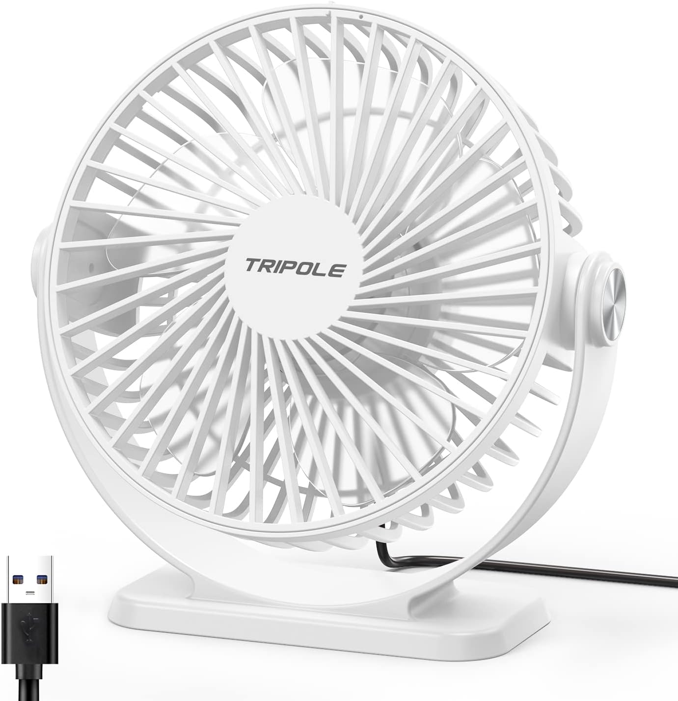 TriPole Small Desk Fan USB Powered Personal Fan 3 Speeds Strong Airflow Mini Fan...