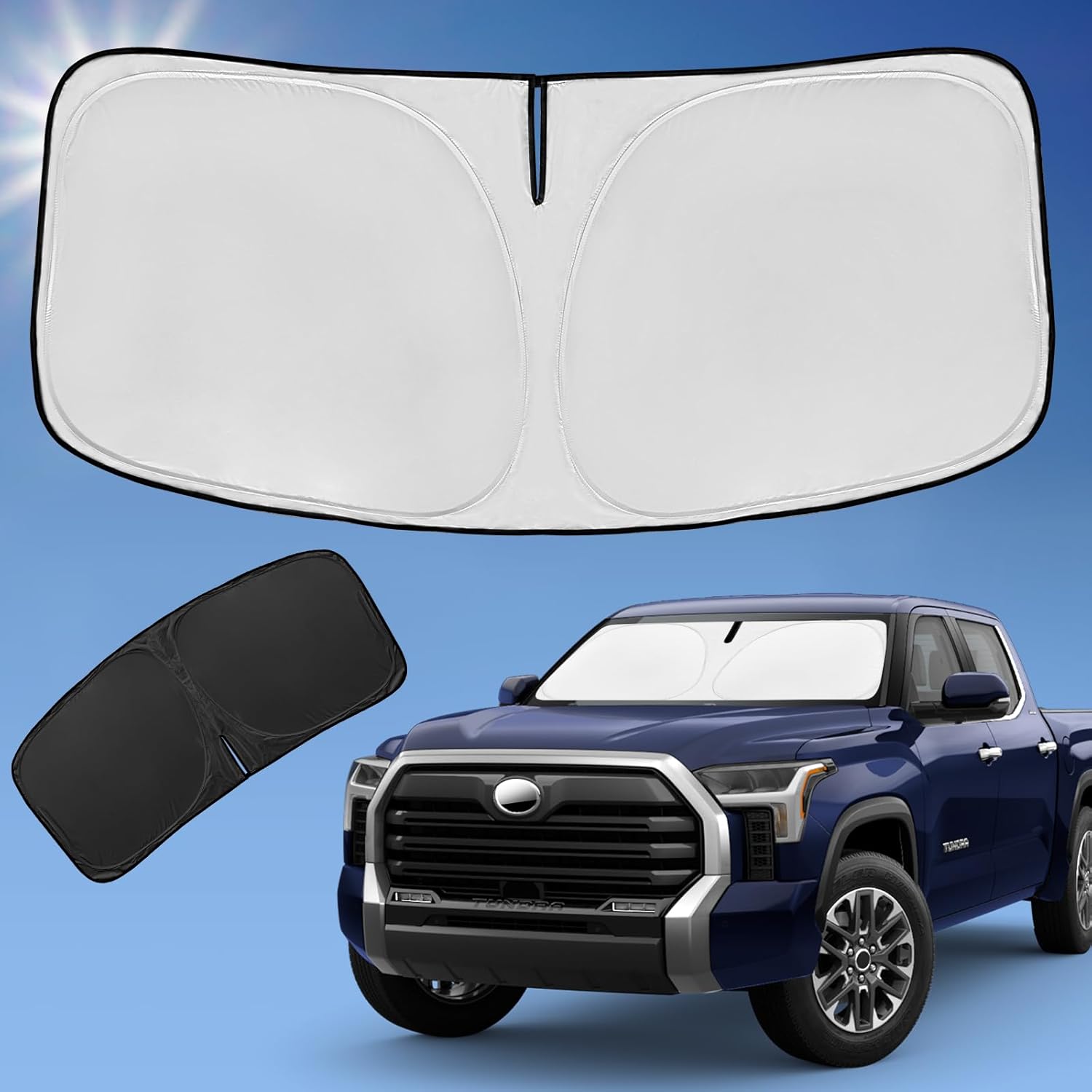 Sun Shade Sunshade for Toyota Tundra Windshield Cover, 4-Layer Front Window Shad...