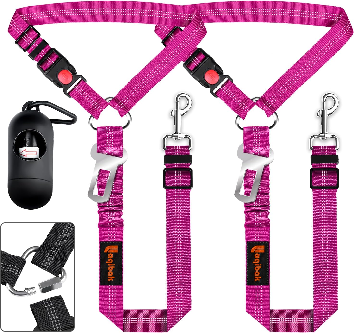 Removable Dog Seat Belts Harness for Car, 3 in 1 Pet Dog Car Seatbelt Leash, laq...