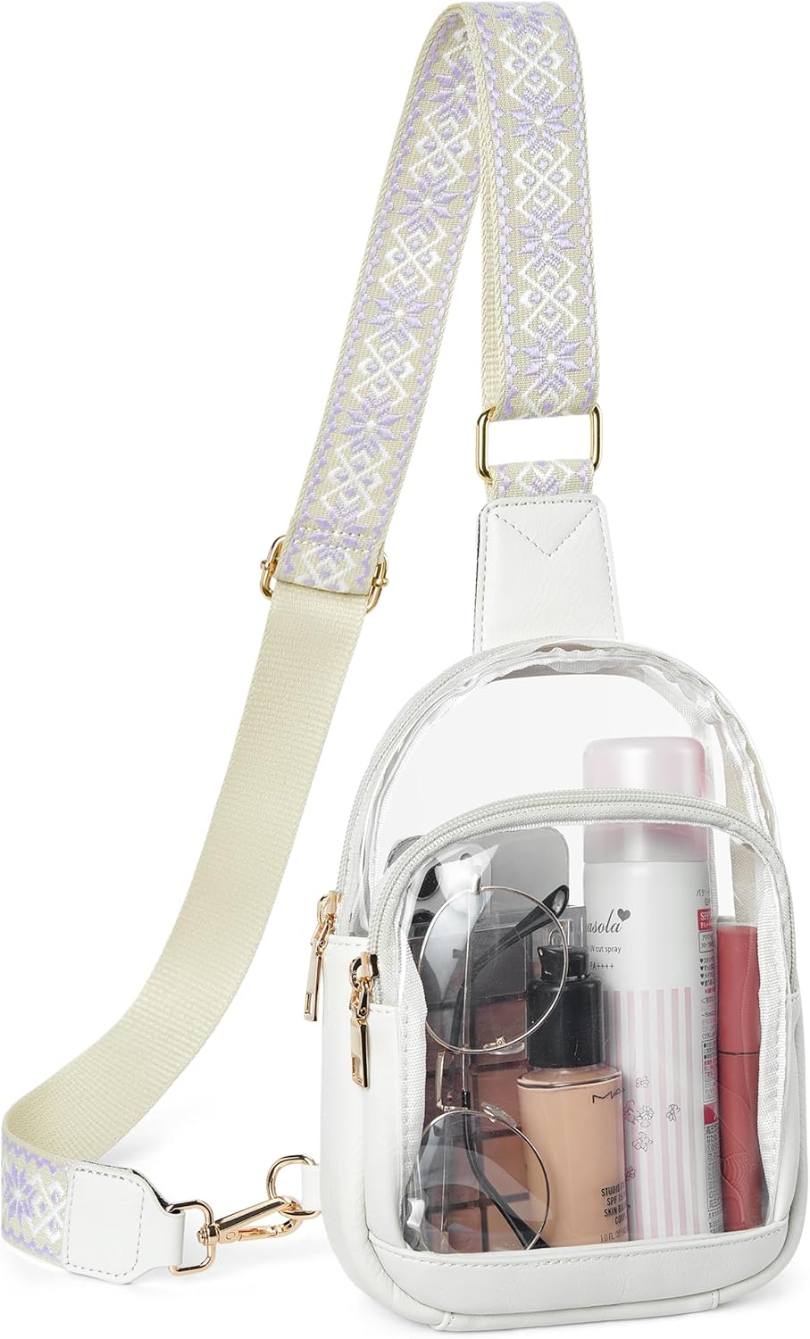 Telena Clear Sling Bag, Clear Fanny Pack Stadium Approved Crossbody Bag Purses f...