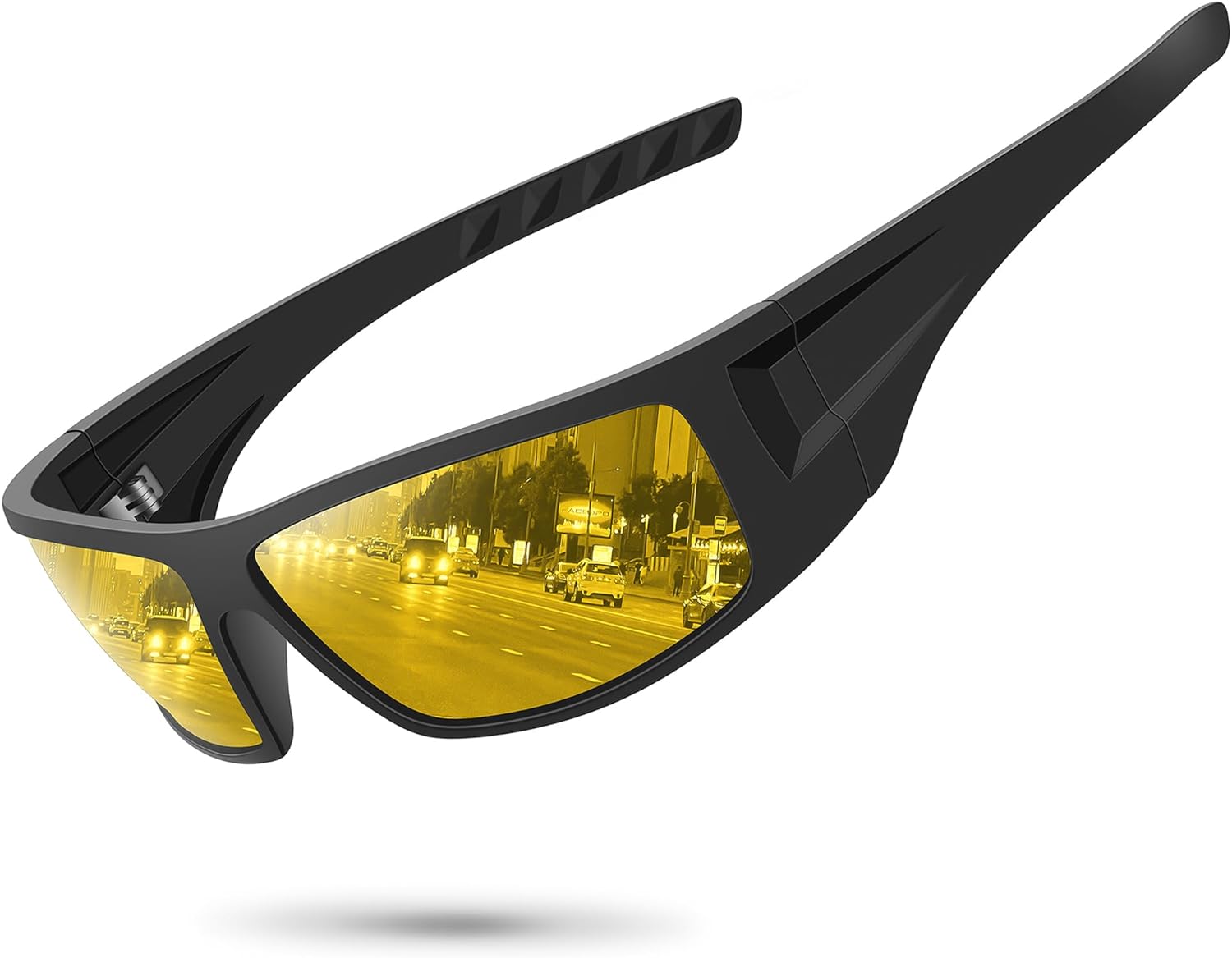 Polarized Sports Sunglasses for Men Women Unbreakable Frame Cycling Fishing Wrap...