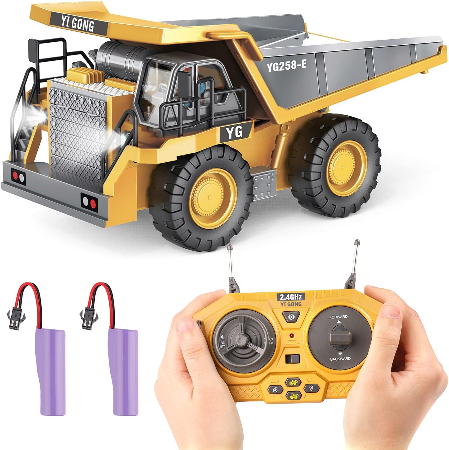 PREPOP RC Dump Truck Toy for kids, Remote Control Construction Toys Vehicle with...
