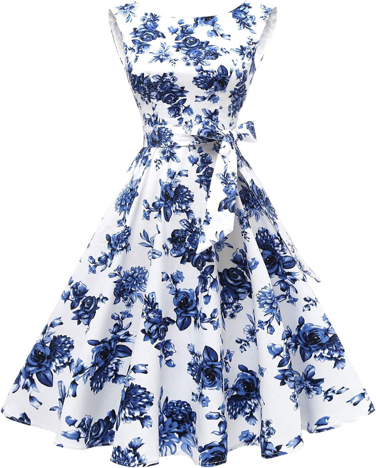 Hanpceirs Women's Boatneck Sleeveless Swing Vintage 1950s Cocktail Dress New Med...