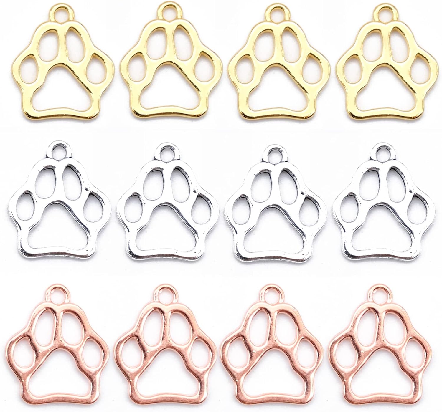 Cisolen 120 Pieces Dog Paw Pendants Metal Cat Dog Paw Charms Pendants Jewelry Be...