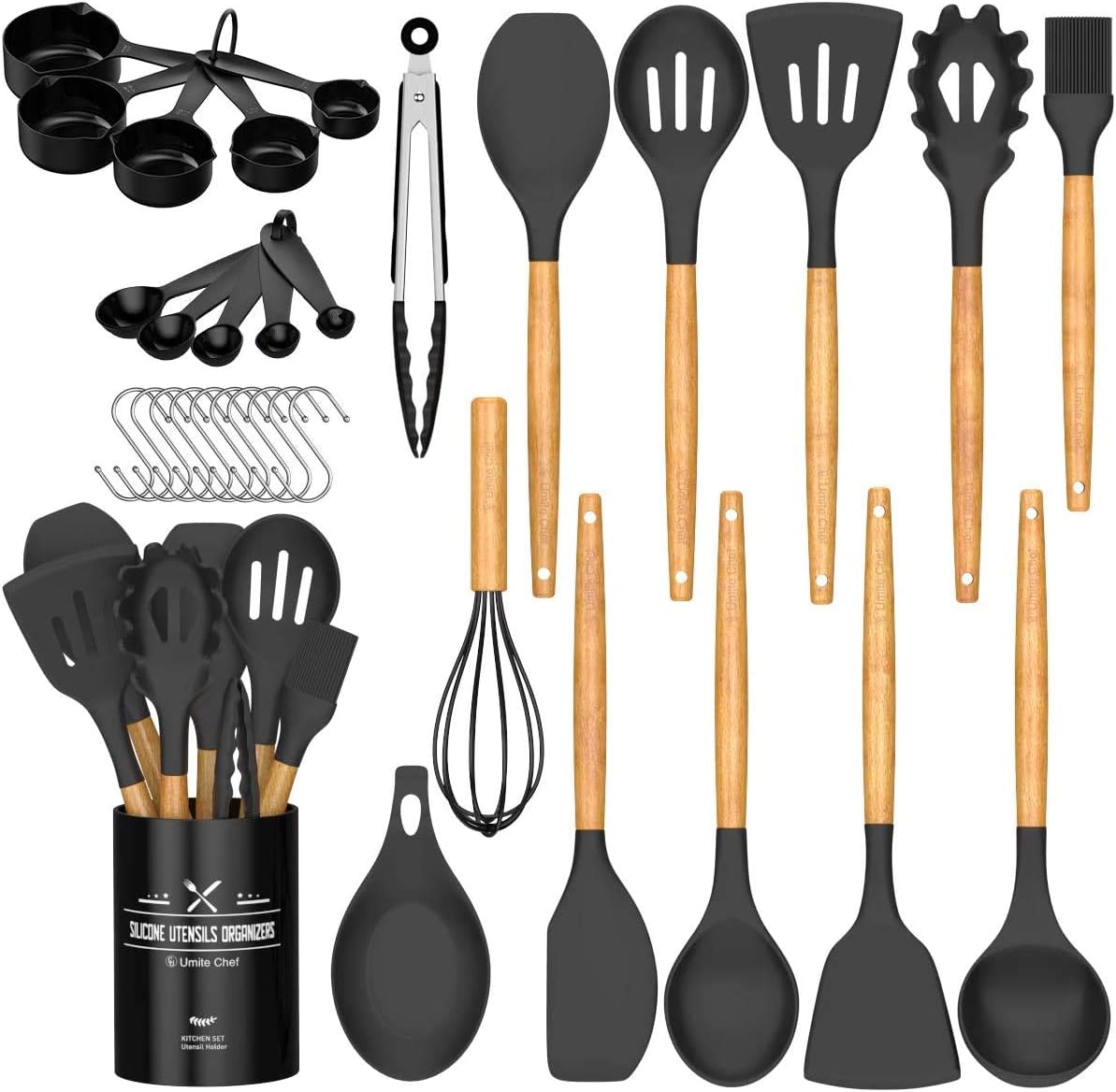 Umite Chef Kitchen Cooking Utensils Set, 24 pcs Non-Stick Silicone, Spatula Set...