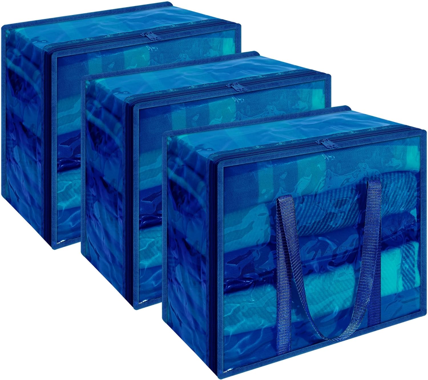 Vieshful 3 Pack Clear Storage Bags Clothes Storage Bags with Zips 40L Transparen...