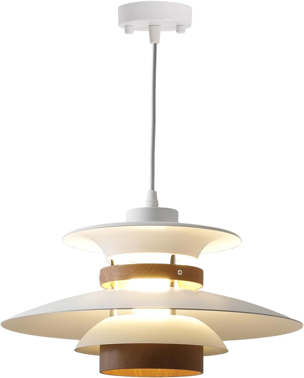 Kaj Hejmo Modern Decor Adjustable Pendant Lamp Kitchen Island, Aluminum and Wood...