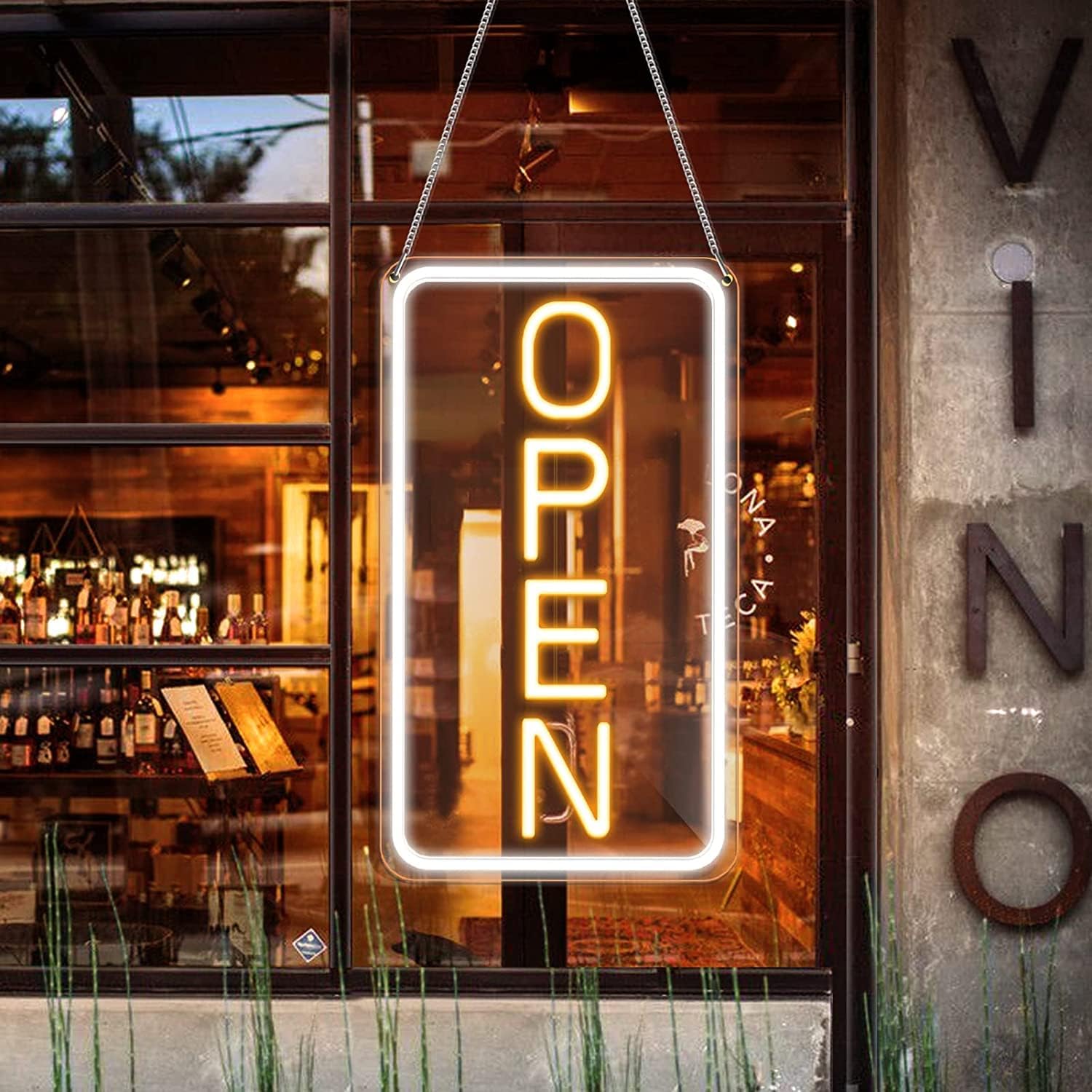 LightingWill LED Neon Open Sign, 16"x 9" New Electric Signs, Ultra Bright for Bu...