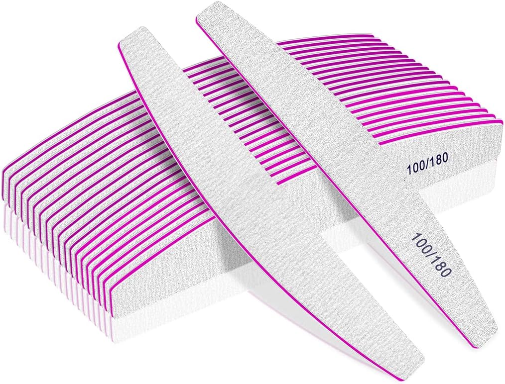 Professional Nail Files, Double Sided Emery Board for Nails 100/180 Grit, Coarse...