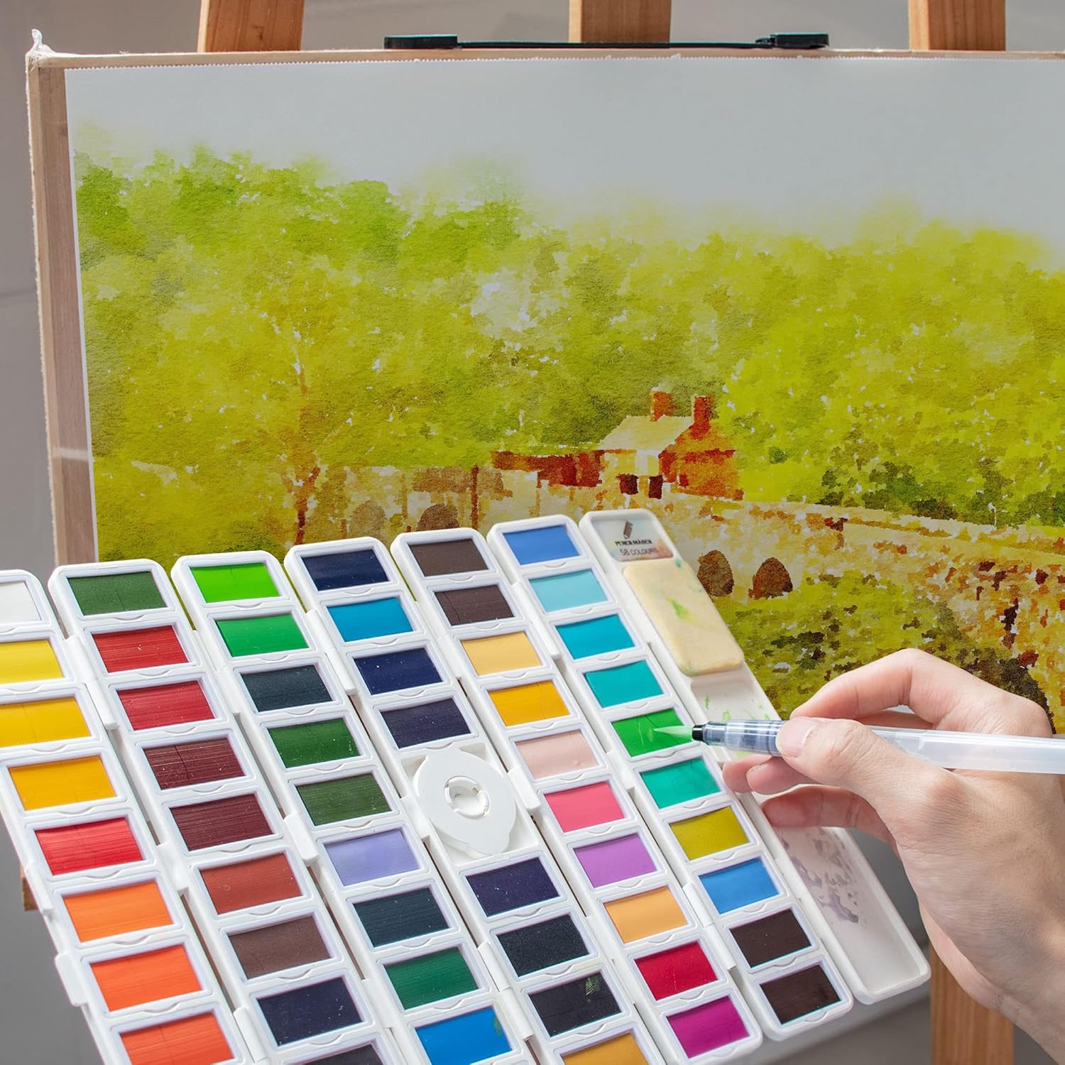 PENCILMARCH Watercolour Paint Set 58 Colour Half Pans - Water Colours Paints Per...