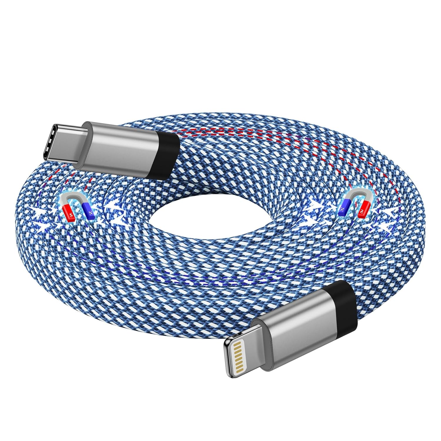 Magtame Magnetic iPhone Charger Cable 1.5M, USB C to Lightning Cable MFi Certifi...