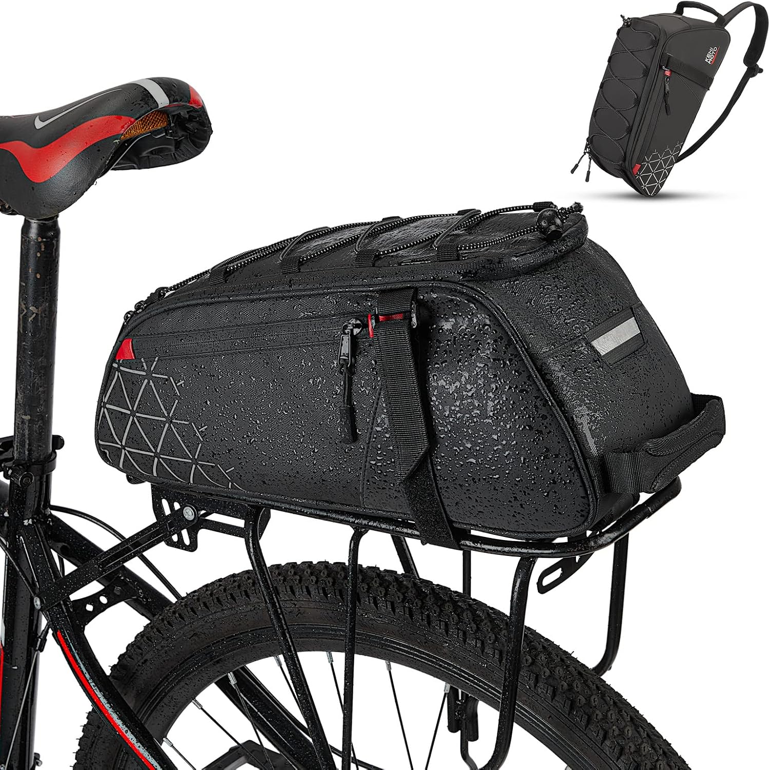 KEMIMOTO Bike Bag Rear Rack Bag Bicycle Trunk Bag, PVC Waterproof Bicycle Pannie...
