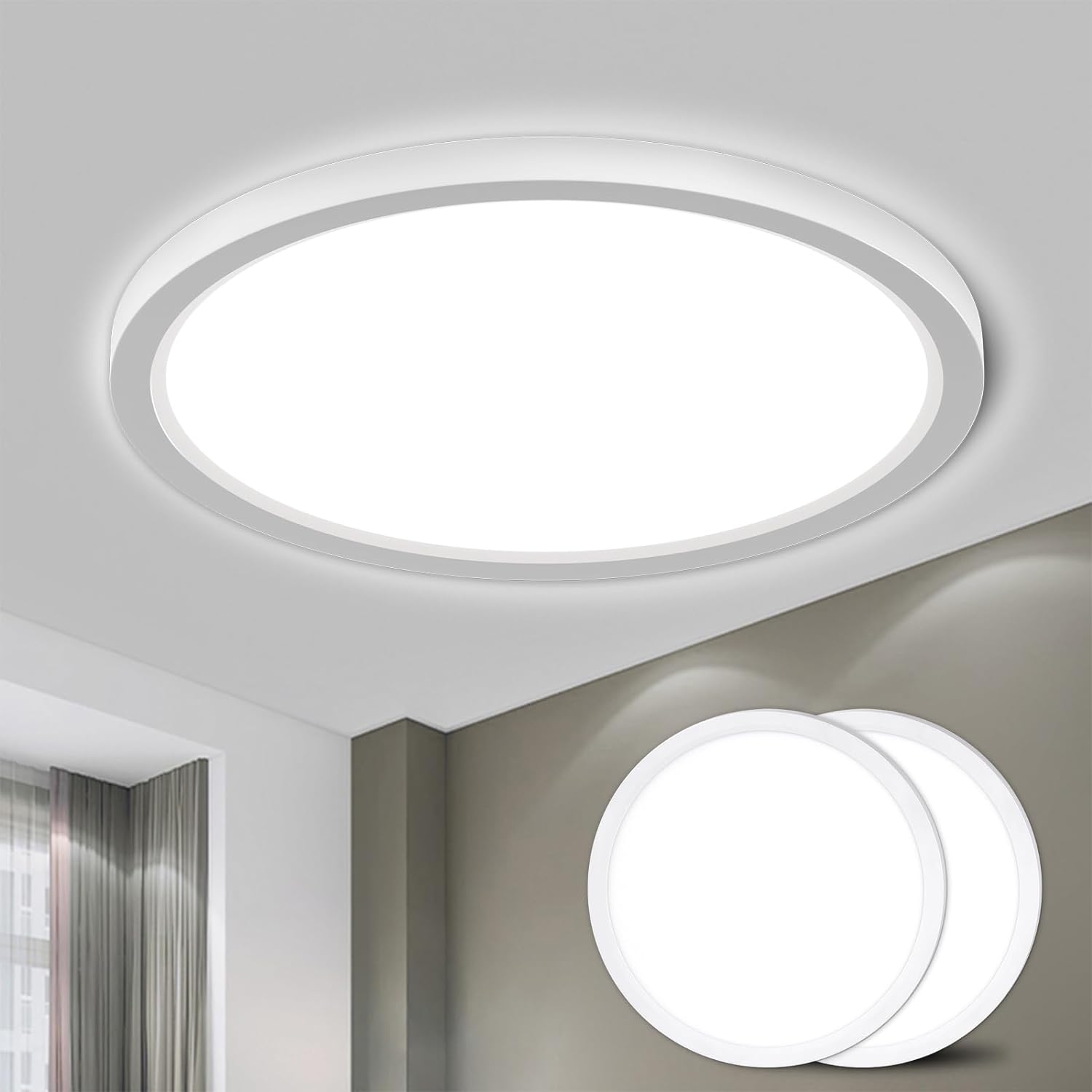 LQWELL® Ceiling Light LED Ceiling Lamp, IP44 Waterproof Bathroom Lamp Round Flat...