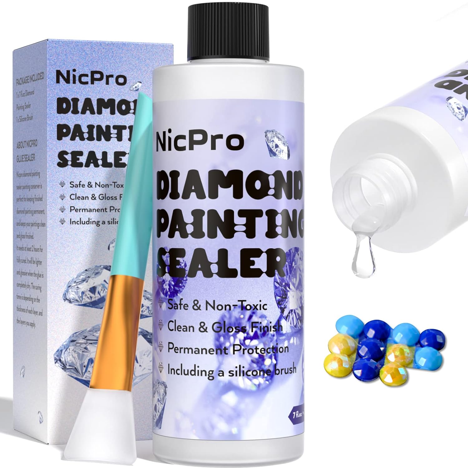 Nicpro Diamond Painting Sealer 7oz / 210ml High Gloss, Clear 5D Diamond Art Pain...