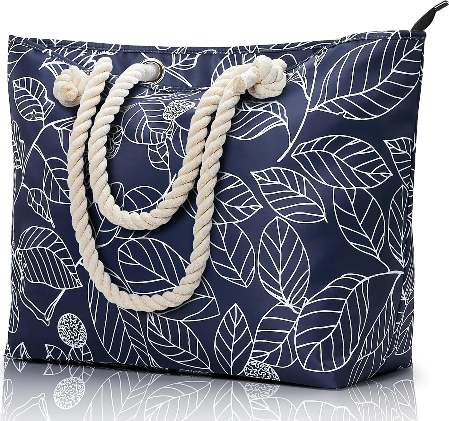 KALIDI Extra Large Beach Bag for Women with Zipper Waterproof Beach Tote Bags wi...