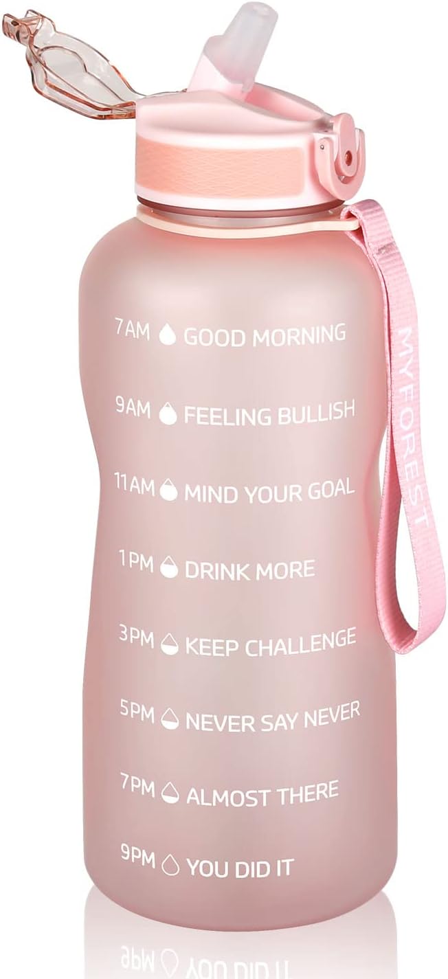 MYFOREST Water Bottle, Large Spout for Gulp/Removable Straw for Sip, Anti-Scratc...