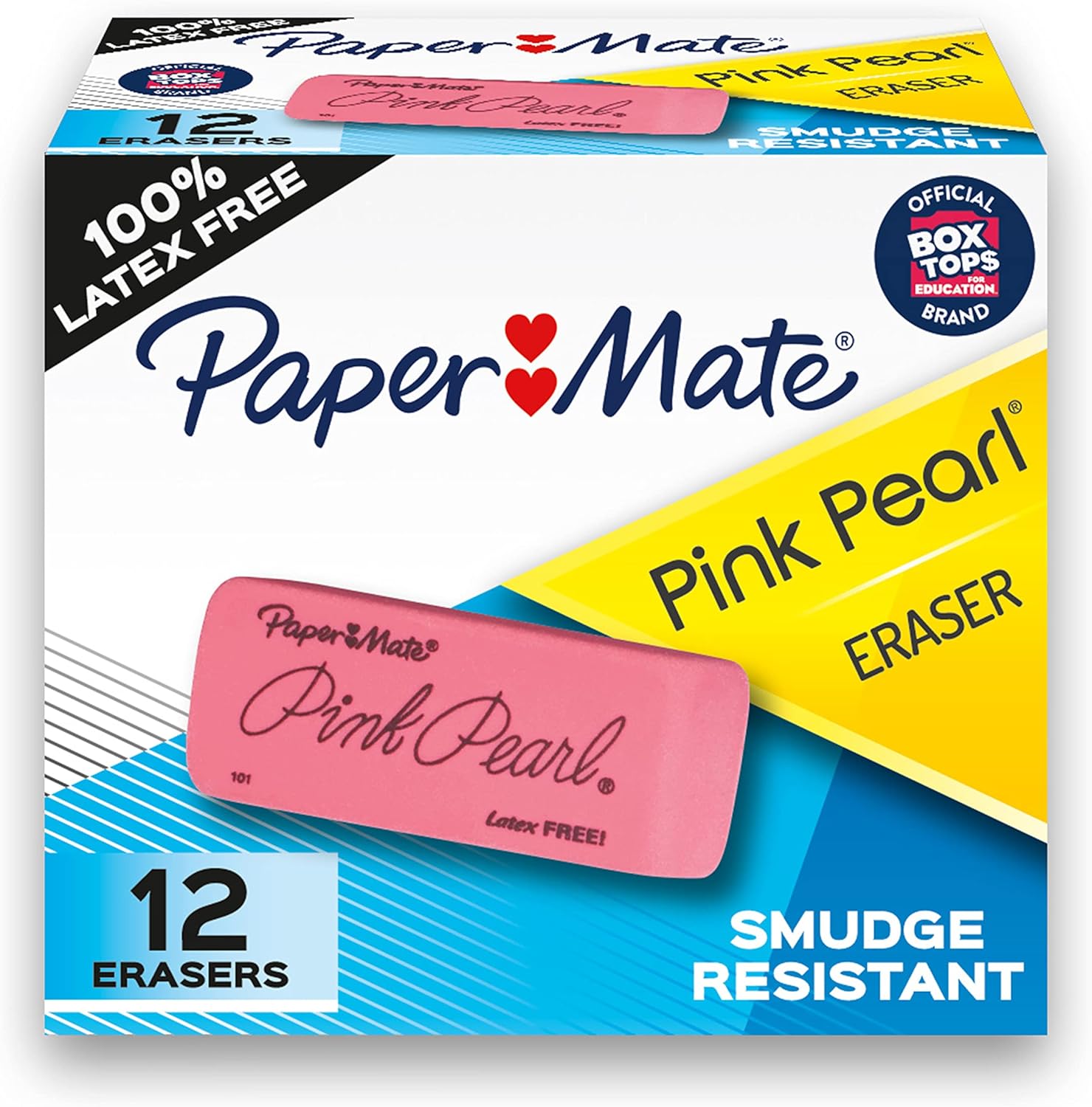 Paper Mate Pink Pearl Erasers, Large, 12 Count #.1 Pack 12-Count