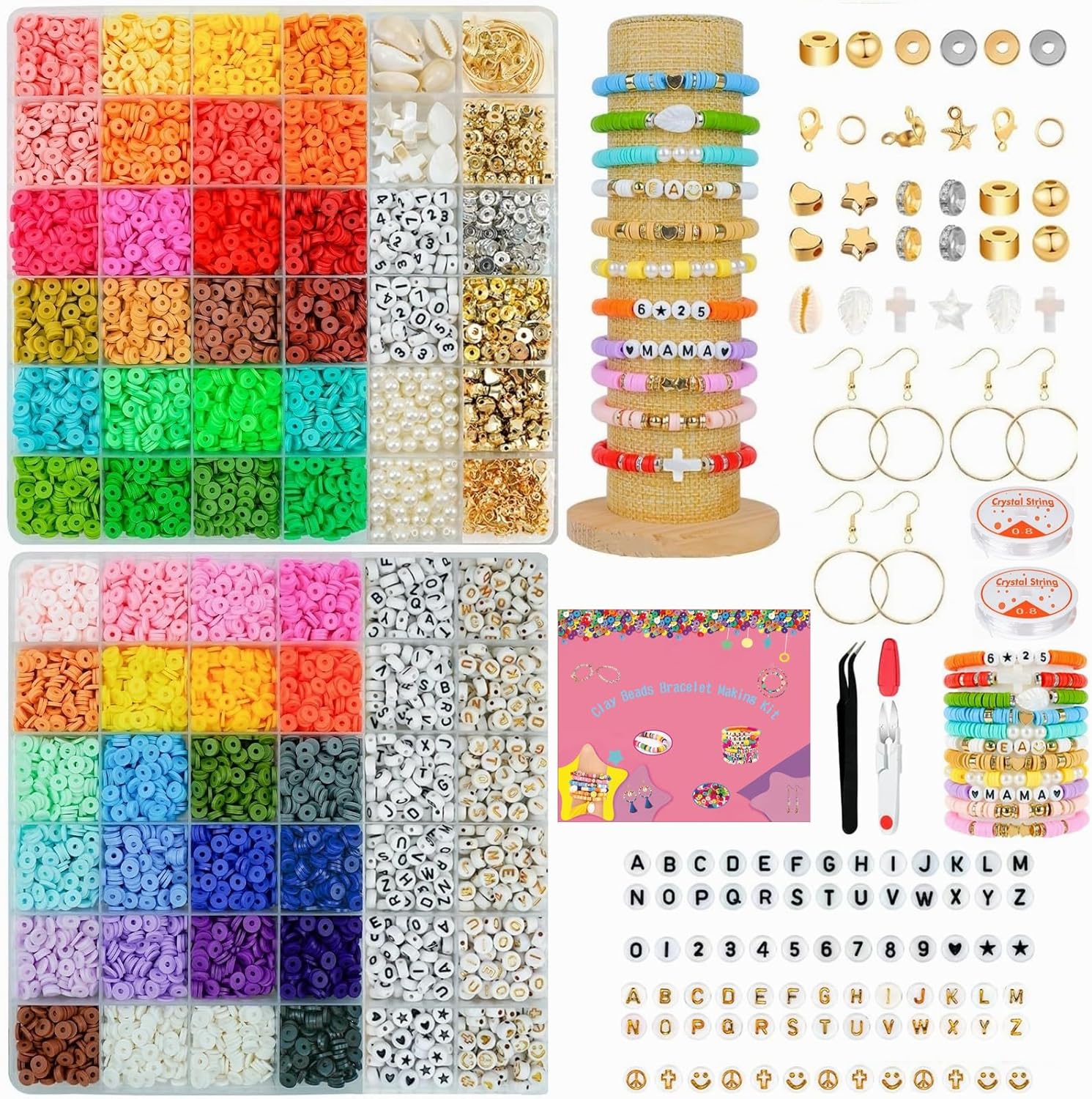 14000Pcs Clay Beads Bracelet Making Kit for Girls, 48 Colors Friendship Bracelet...