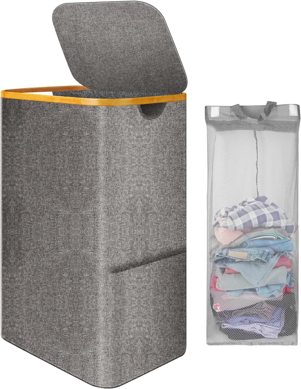 Laundry Basket with Lid, Hipsignal 105L Laundry Collector with Removable Laundry...