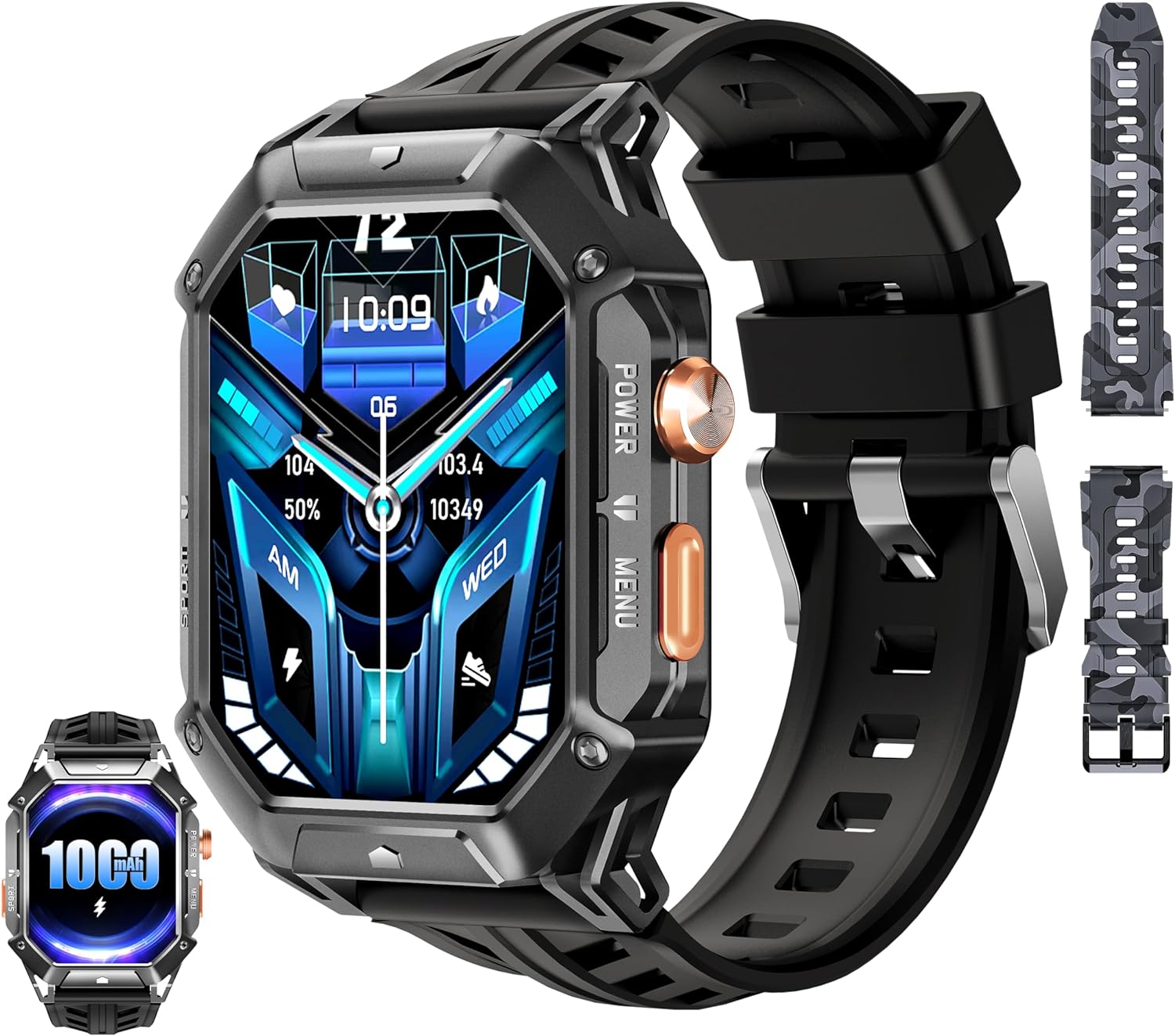 OUKITEL BT80 Smart Watch for Men, 2.13" AMOLED Touch Screen Smart Watches with S...