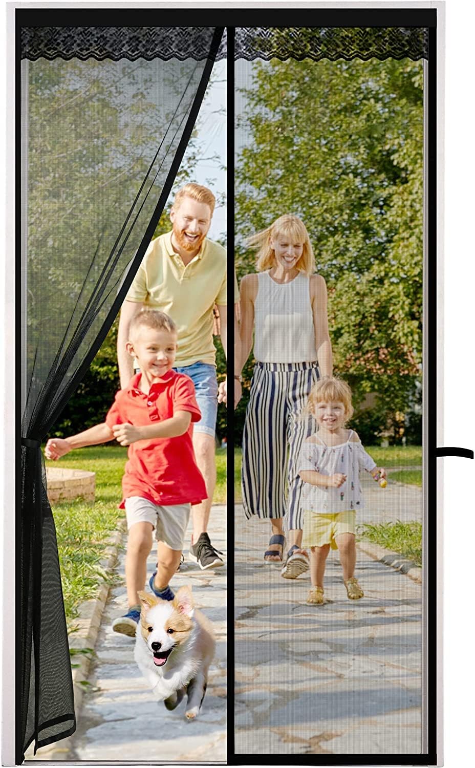 PureJoy Fly Screens for Doors 120x220cm Magnetic Screen Door with Lace and Power...