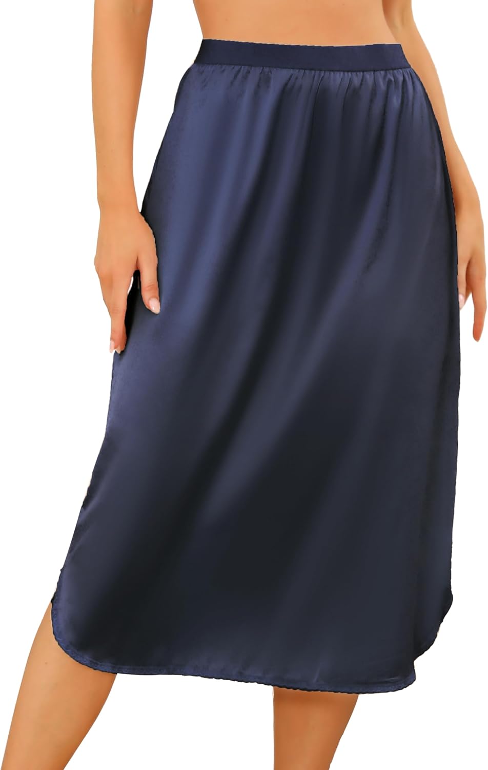 Wikoan Women's Half Slips Slit Lace Long Underskirts for Dresses Soft Satin Pett...