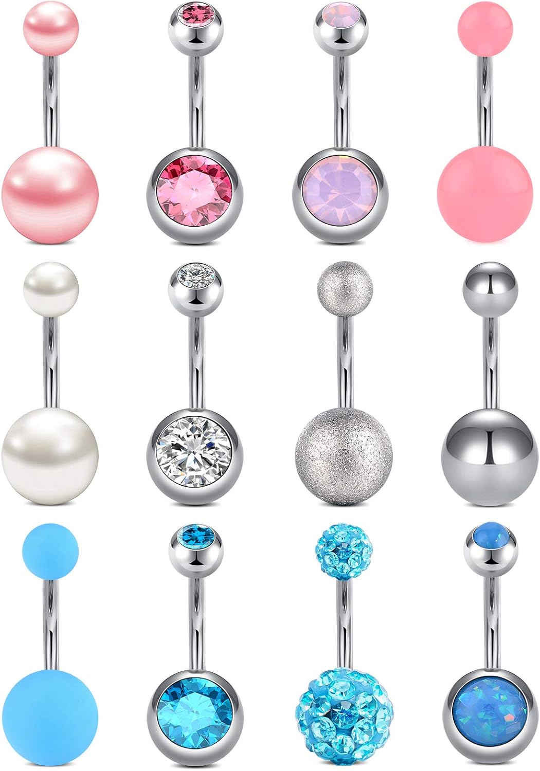 FECTAS Belly Bar Belly Button Bars 14G 10mm Navel...