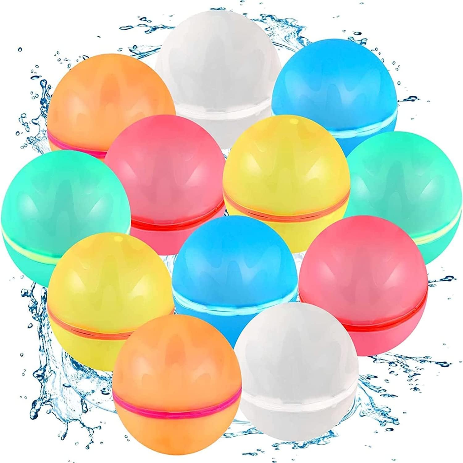SOPPYCID Reusable Magnetic Water Balloons, 12PC Refillable Water Bomb Splash Bal...