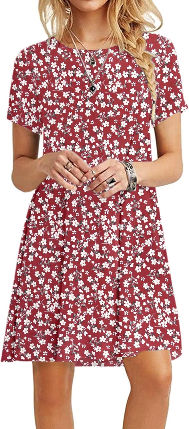 MOLERANI Summer Dresses for Women UK Casual T-Shirt Dress Short Sleeve Ladies Be...