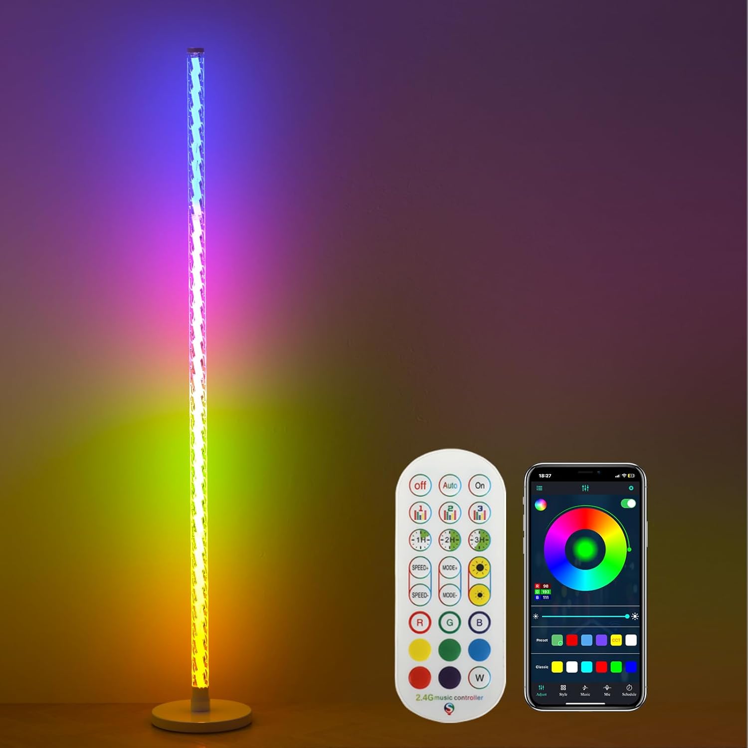 Lastar LED Floor Lamp, RGB Corner Floor Lamp 360° Mood Lighting, Standing Lamp w...