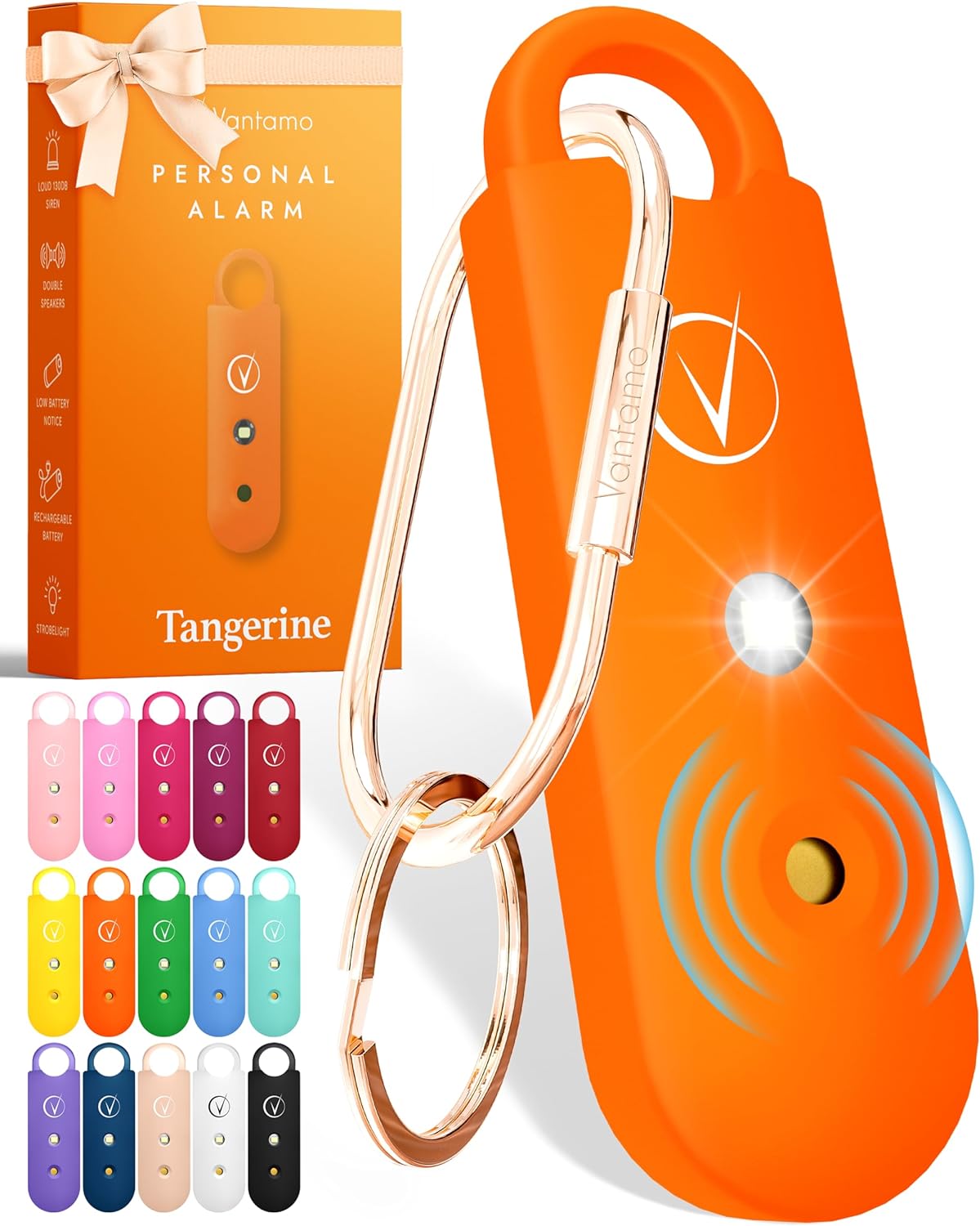 Vantamo Personal Alarm for Women - Extra Loud Double Speakers, First with Low Ba...