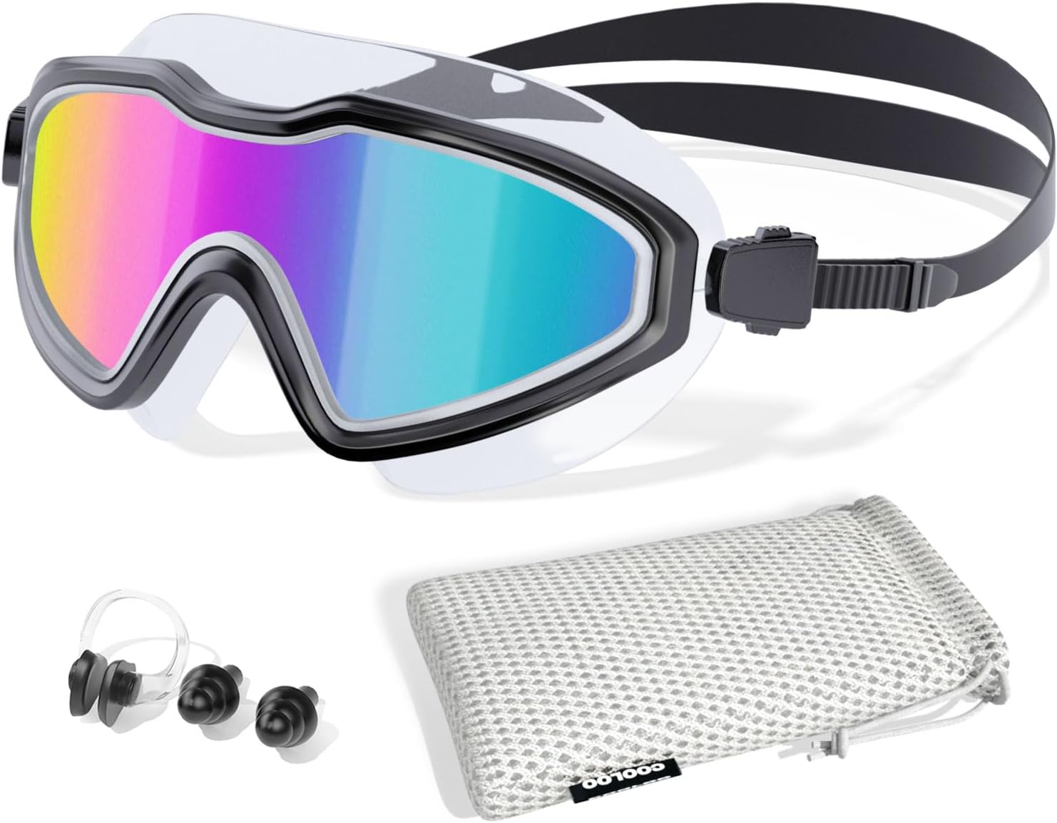 COOLOO Swimming Goggles, Wide View No Leaking Swim Goggles, Anti-fog & Anti-UV F...