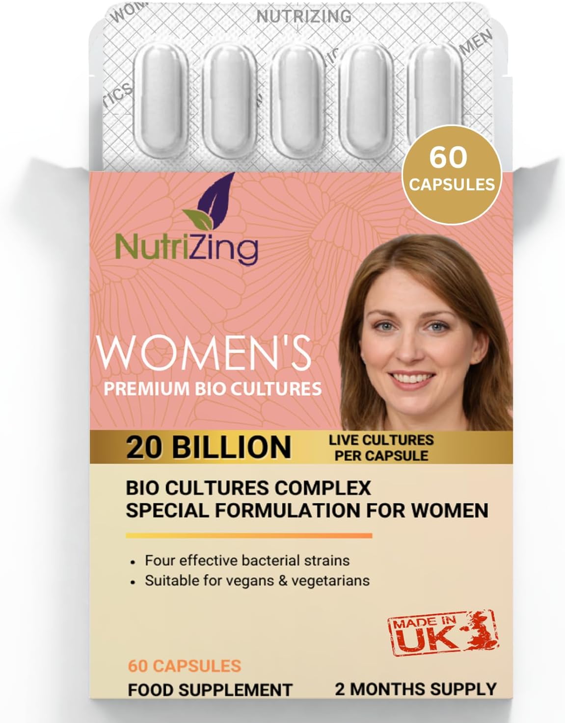 Probiotics for Women Gut Health 20bn CFU (60 Capsules) - pH Balance for Women -...