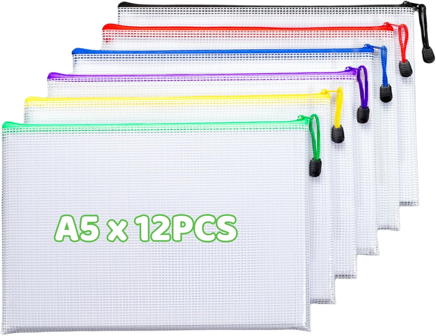 12Pcs Plastic Wallets A5 Zip Lock Folders, Waterproof Document Wallet Bag, Clear...