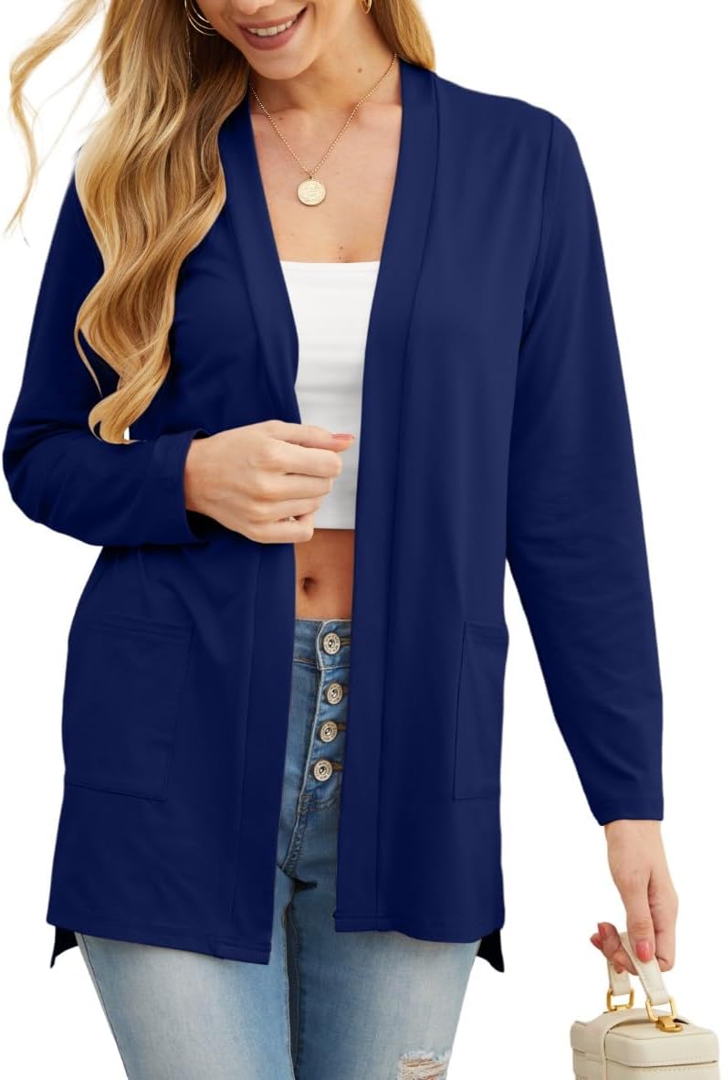 PrinStory Womens Lightweight Cardigan Long Sleeve Open Front Cardigans V Neck Li...