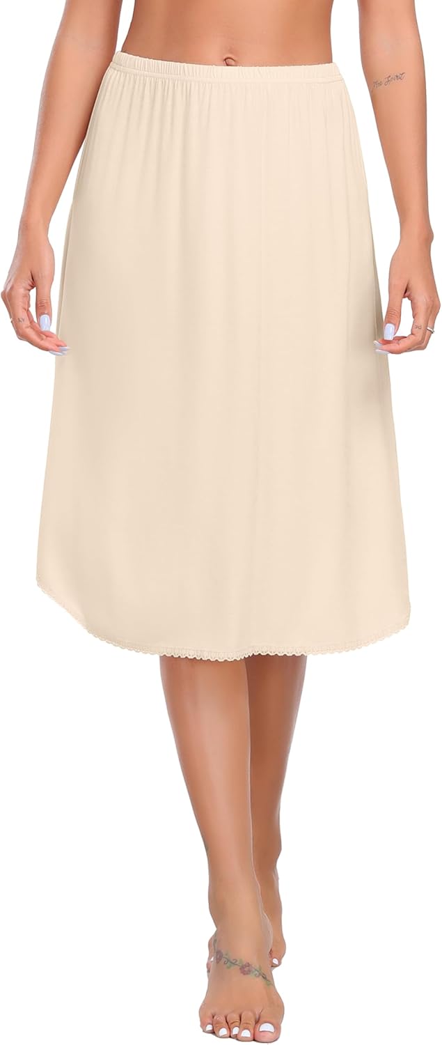Wikoan Women's Half Slips Lace Slit Long Petticoat for Dresses Soft Underskirts...
