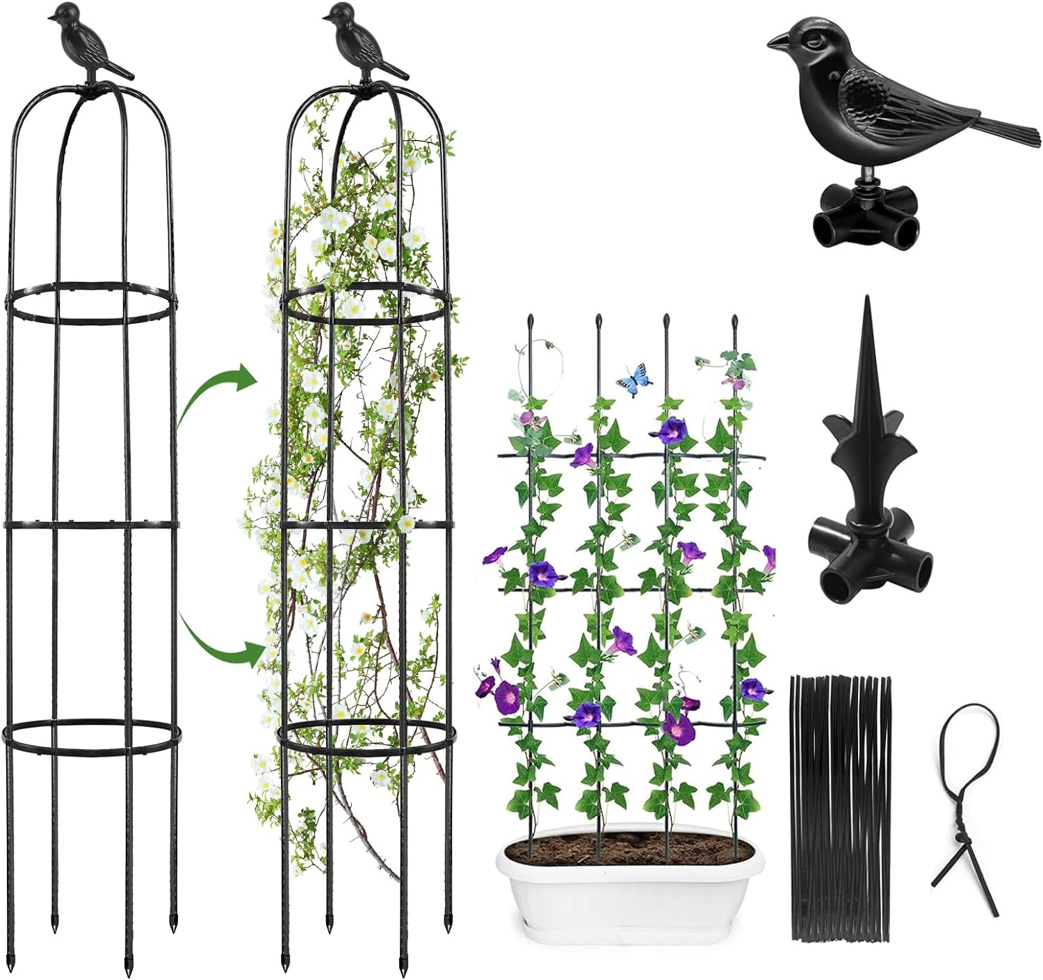 2pcs MYMULIKE Trellis for Climbing Plants 150 Cm/5 Ft, Climbing Plant Supports f...