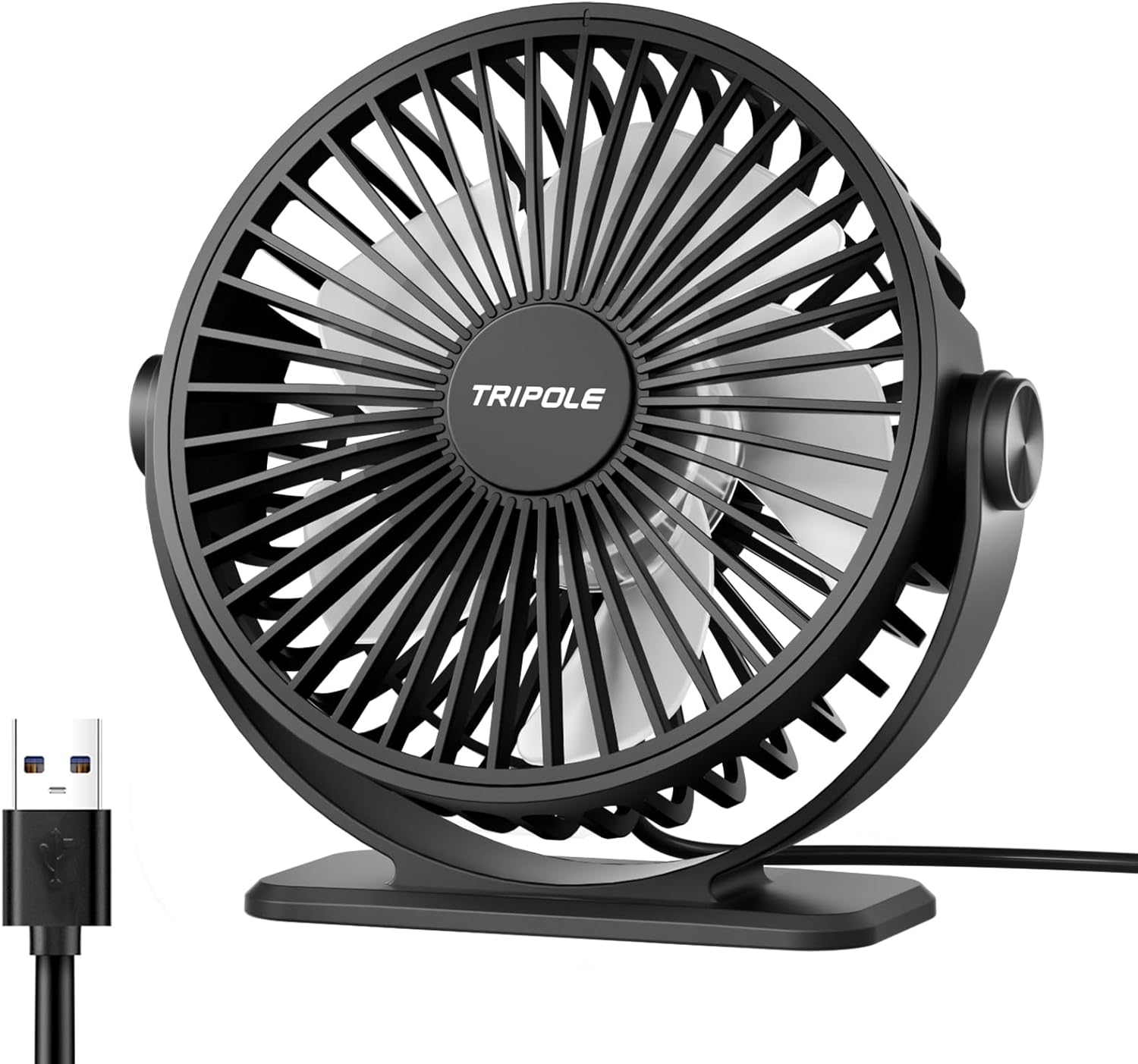 TriPole Mini Desk Fan, Portable USB Desk Fan 3 Speeds Powerful USB Fan Silent, 3...