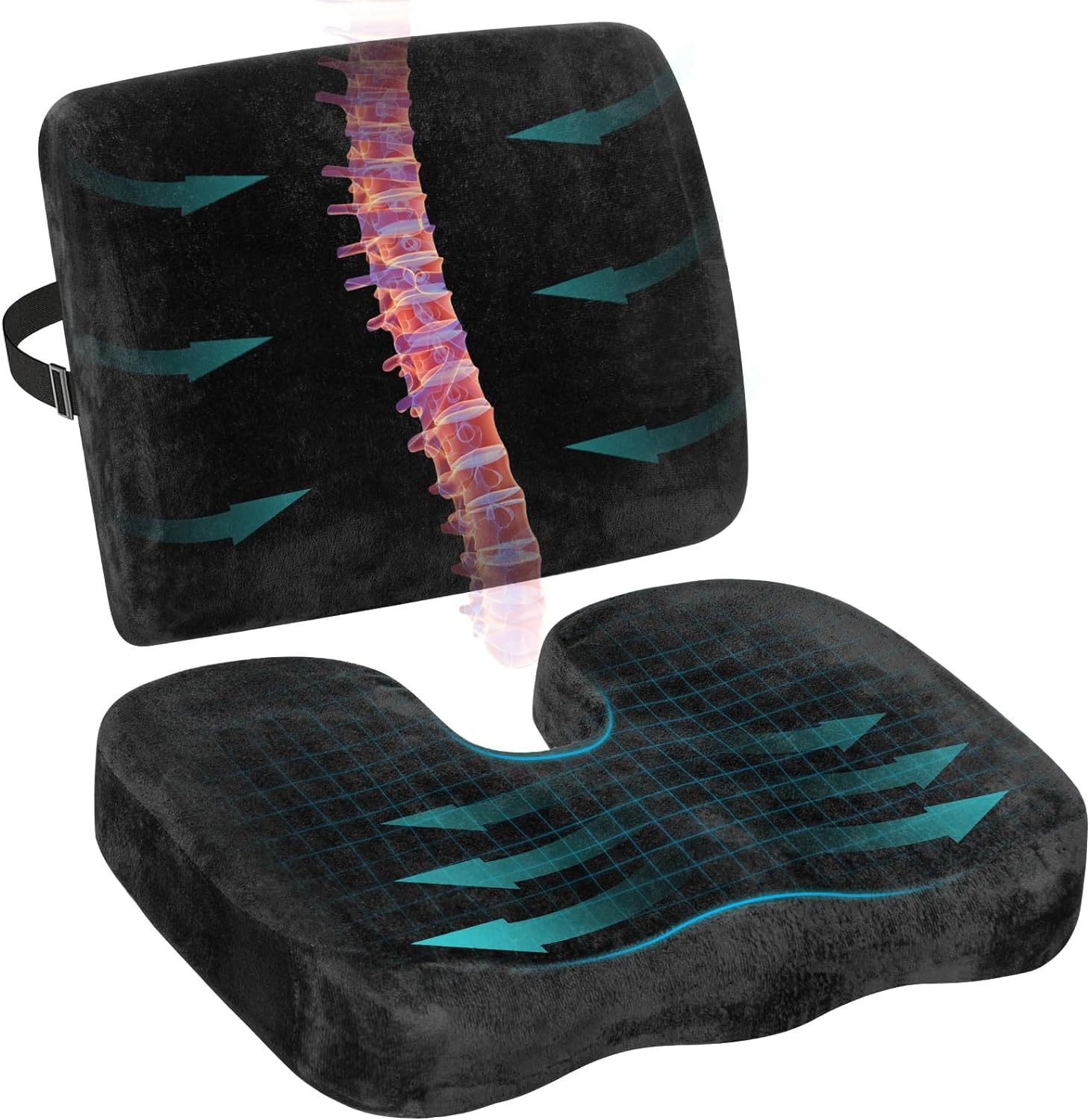 naspaluro Chair Cushions & Lumbar Support Cushion for Office Chair, Memory Foam...