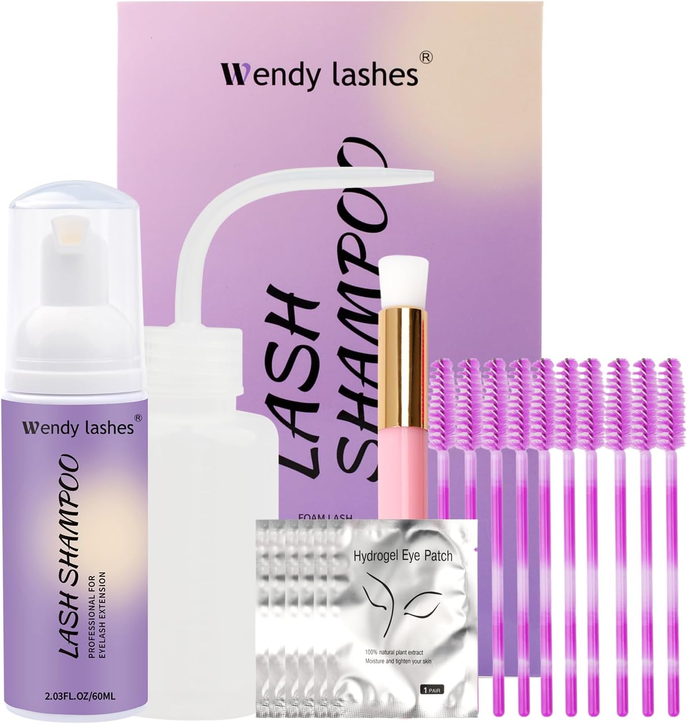 Wendy Lashes Shampoo for Lash Extensions 60ML Eyelash Shampoo Foamy Lash Cleanse...
