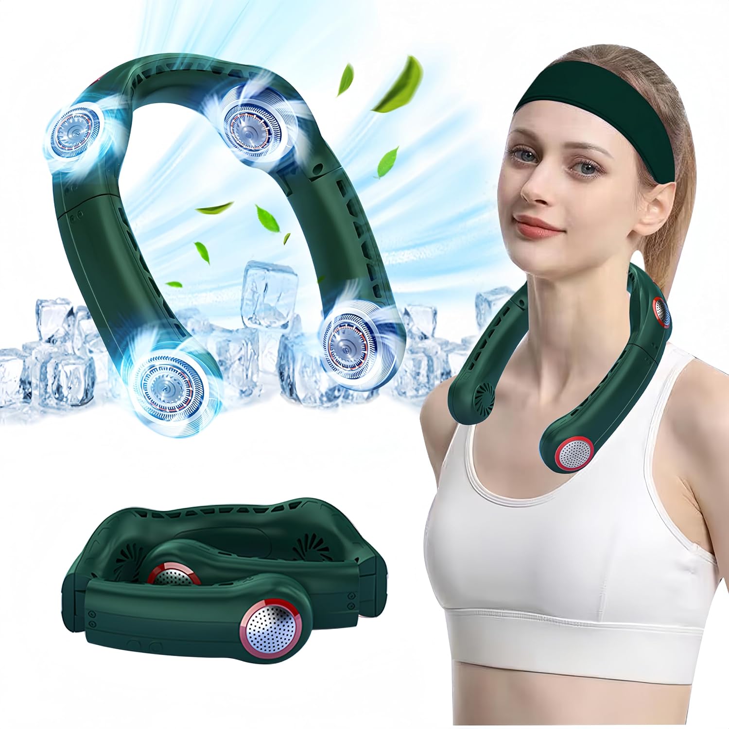 MQFORU Neck Fan, Poldable Neck Fan, Foldable Bladeless Neck Fans USB Rechargeabl...