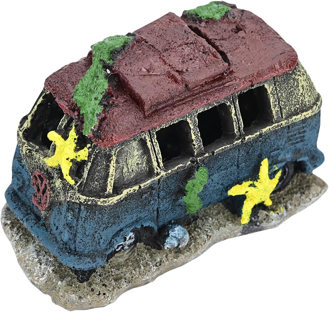 TOWEAR Aquarium Ornaments Fish Tank Resin Car Ornament Decorations Imitation Car...