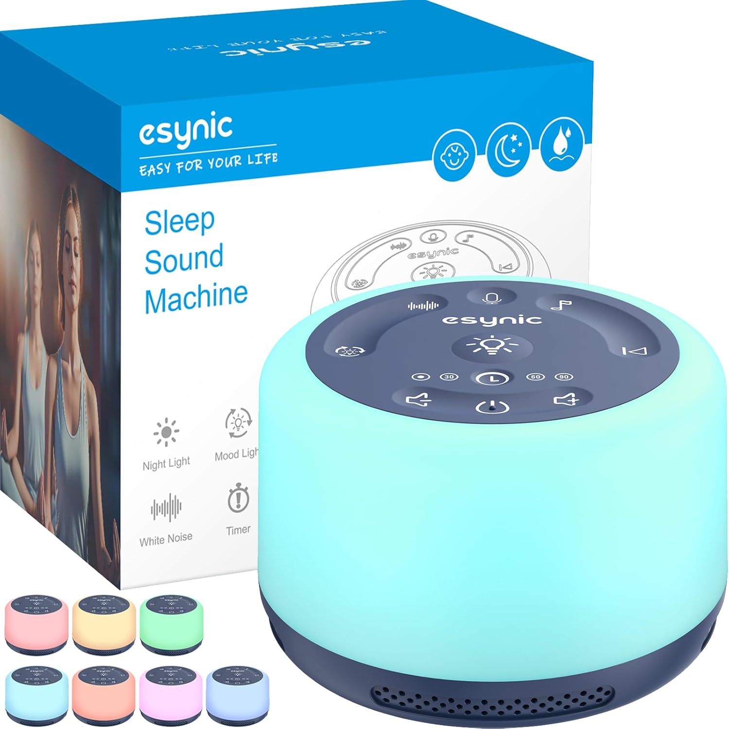 eSynic Upgraded Version White Noise Machine for Baby Rechargeable Sleep Sound Ma...