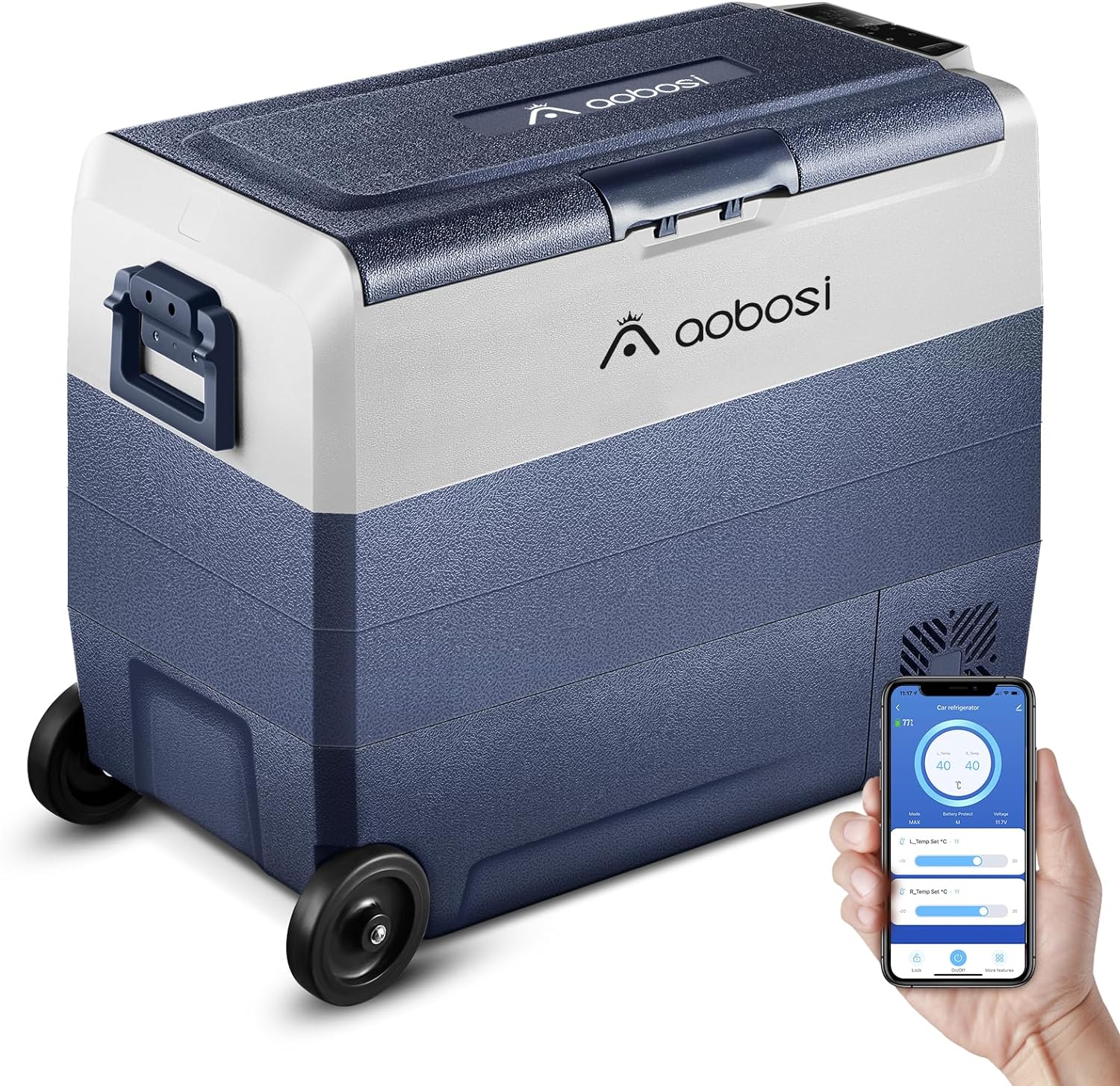 AAOBOSI Car Fridge 60L, Camping Fridge Dual Zone, WIFI APP Control, -20°C-20°C P...